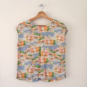 Cynthia Rowley Linen Print Top